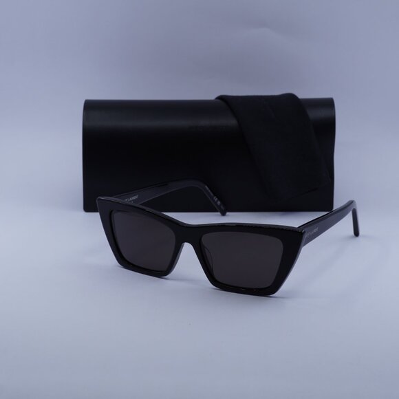 Saint Laurent SL276 MICA 001 Sunglasses Black Cat Eye Frame, Grey Lenses main image 10